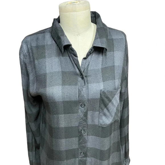 Rails Hunter Flannel Button Down Shirt Gray Black Check Plaid Size Small - Picture 2 of 11